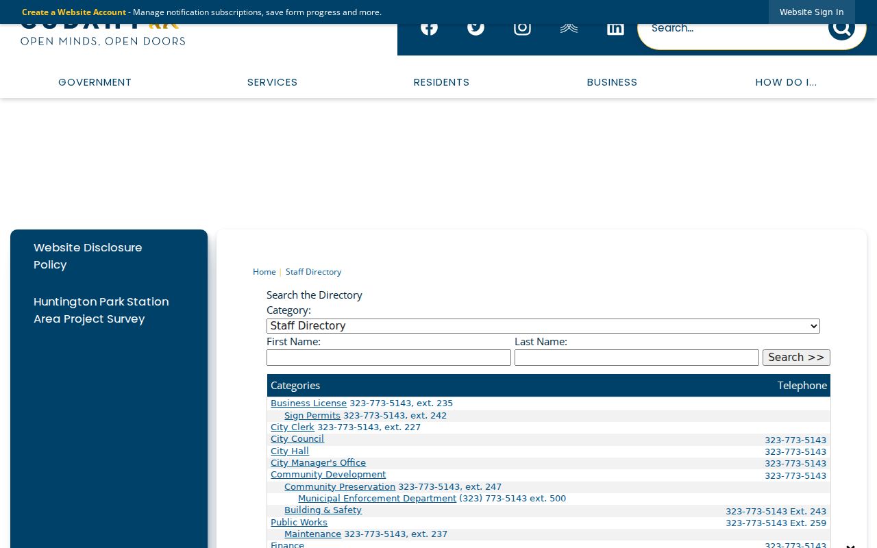 Cudahy people directories city staff directory search fields