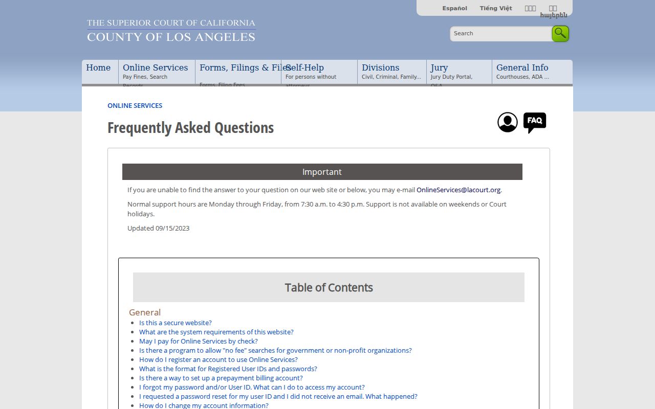 Cudahy public records LA Superior Court FAQ