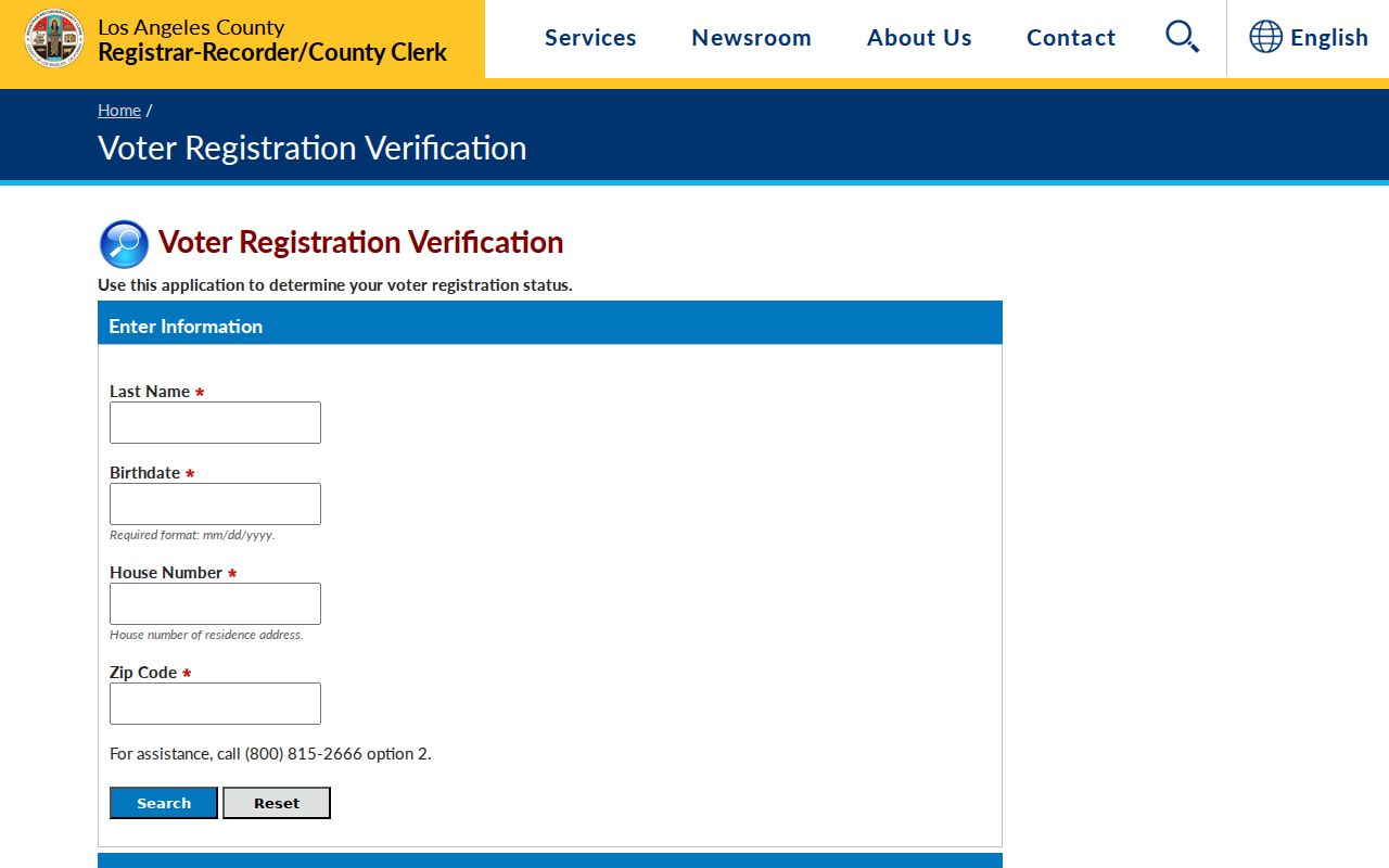 Cudahy voter registration records LA County voter verification lookup fields